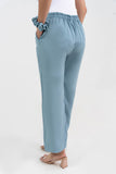 Light Blue Solid Viscose Pant with Pleated Bottom