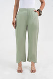 Pista Green Pure Cotton Solid Pant With Leaf Bottom