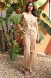 Beige Pure Cotton Vest Co-ord Set