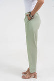 Pista Green Pure Cotton Solid Pant With Leaf Bottom