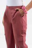 Mauve Pure Cotton Solid Cargo Pant