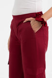 Maroon Pure Cotton Solid Cargo Pant