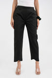 Black Pure Cotton Solid Pant With Leaf Bottom