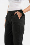 Black Pure Cotton Solid Pant With Leaf Bottom