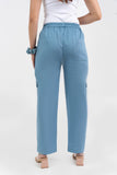 Light Blue Pure Cotton Solid Cargo Pant