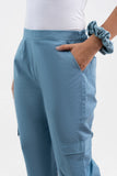 Light Blue Pure Cotton Solid Cargo Pant