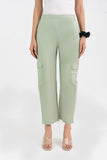 Pista Green Pure Cotton Solid Cargo Pant