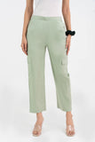 Pista Green Pure Cotton Solid Cargo Pant