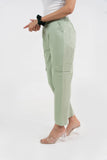 Pista Green Pure Cotton Solid Cargo Pant