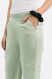 Pista Green Pure Cotton Solid Cargo Pant