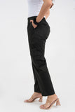 Black Pure Cotton Solid Cargo Pant