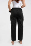 Black Pure Cotton Solid Cargo Pant