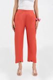 Peach Pure Cotton Solid Pant With Leaf Bottom