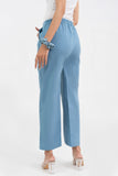 Light Blue Pure Cotton Solid Pant With Leaf Bottom