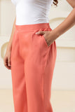 Peach Solid Viscose Pant with Pleated Bottom