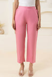 Pink Solid Viscose Pant with Pleated Bottom