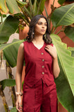 Maroon Pure Cotton Vest Coat (Top)