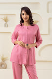 Pink Pleated Flared Solid (Top)