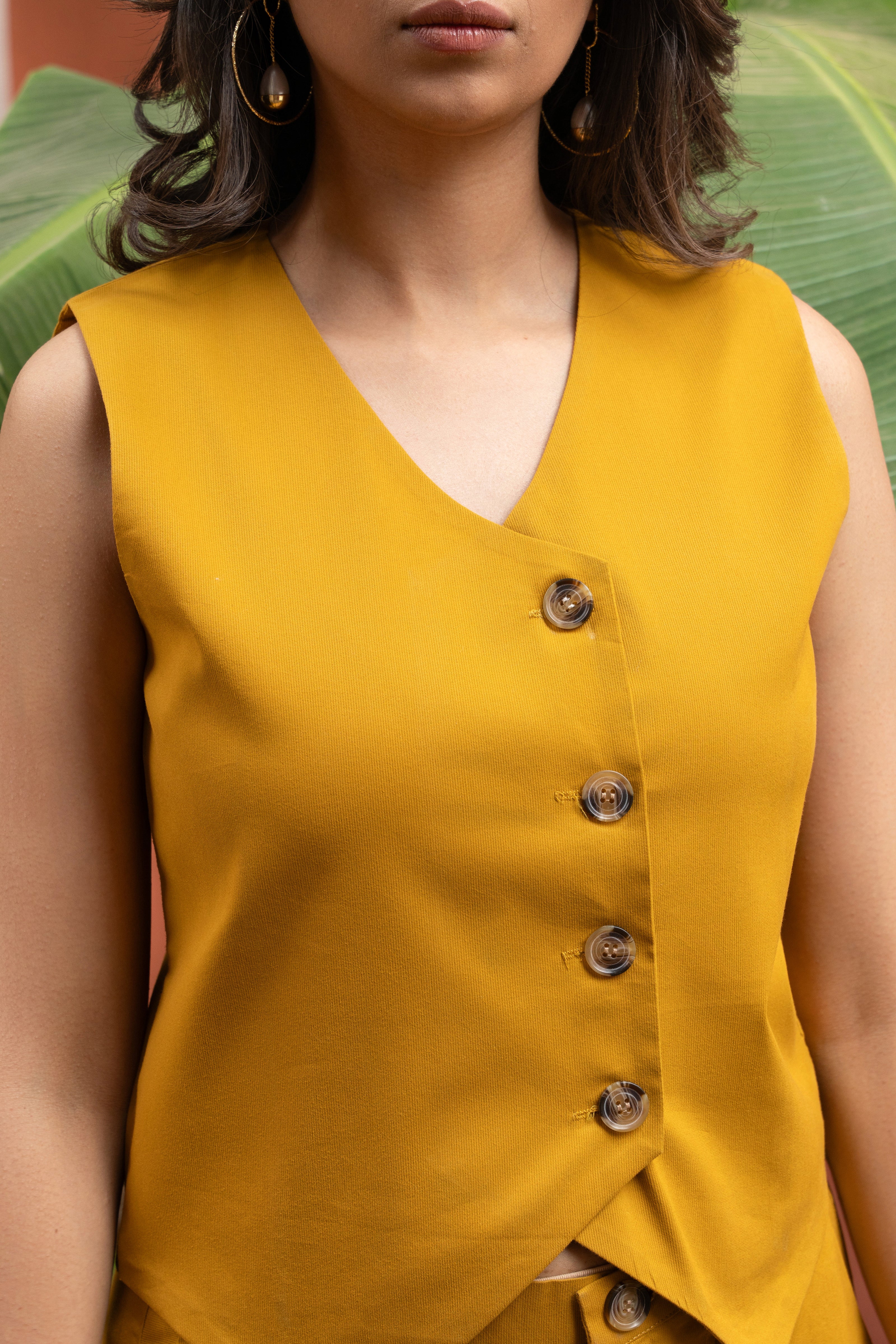 Mustard Pure Cotton Vest Co-ord Set