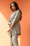 Light Mocha Pleated Flared Solid Shirt