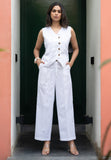 White Pure Cotton Vest Co-ord Set