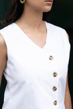 White Pure Cotton Vest Coat (Top)