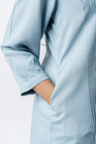 Light Blue Pleated Band Collar Shirt