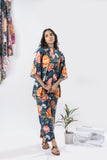 Bold Floral Half-Buttoned Pure Cotton Printed Co-ord Set