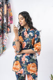 Bold Floral Half-Buttoned Pure Cotton Printed Co-ord Set