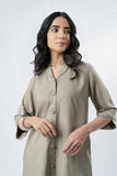 Light Mocha Shawl Collar Shirt with Curved Sleeves