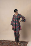 Green Block Printed Floral Pure Cotton Angrakha Co-ord Set