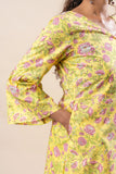 Yellow Printed Pure Cotton Angrakha Co-ord Set