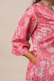 Pink Printed Pure Cotton A-Line Flared Kurta Set