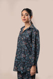 Black Floral Jaal Printed Pure Cotton Shirt with Coconut Shell Buttons