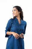 Sapphire Shawl Collar Shirt with Curved Sleeves