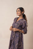 Purple Printed Pure Cotton A Line Flared Dress