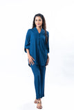 Sapphire Shawl Collar Co-ord Set with Curved Sleeves