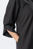 Black Shawl Collar Shirt with Curved Sleeves