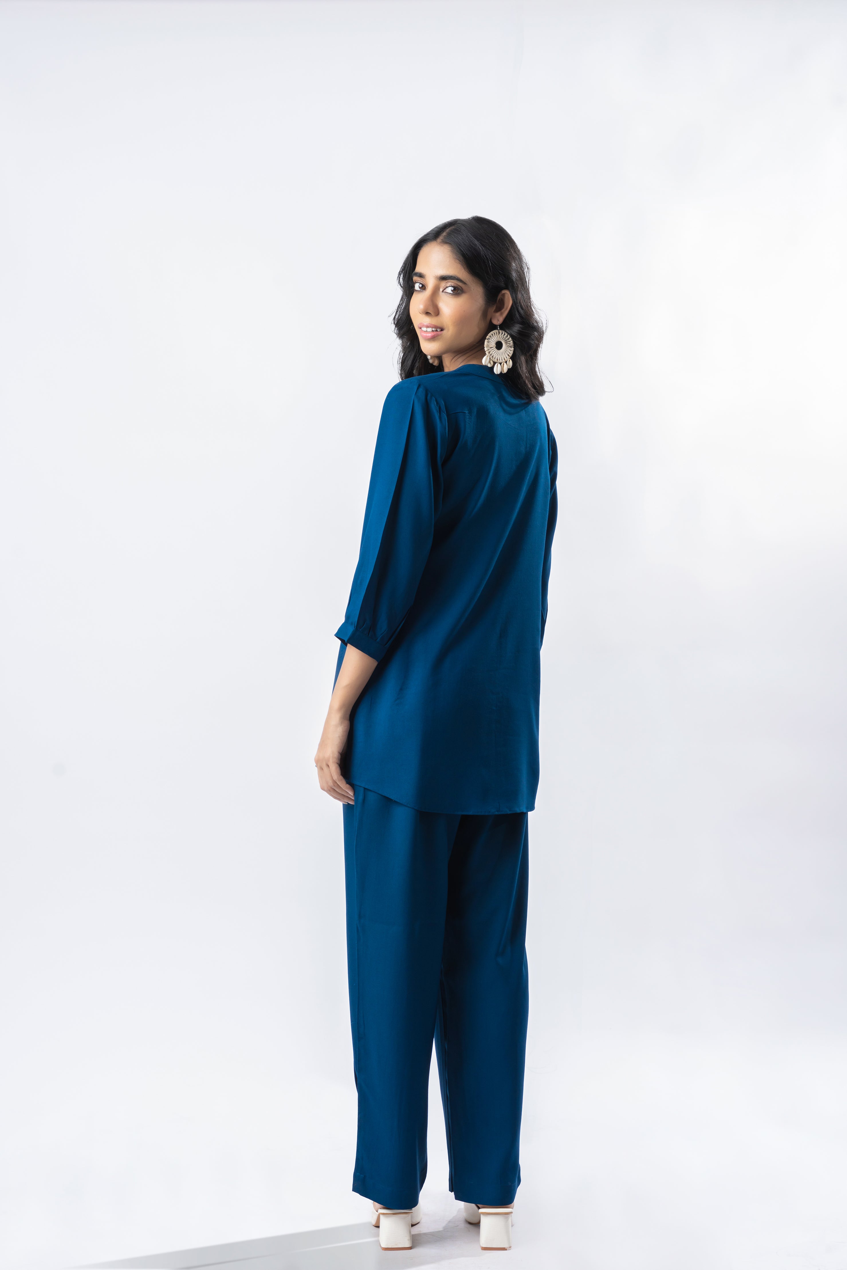 Sapphire Pleated Band Collar Co-ord Set