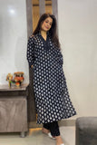 Black Printed Pure Cotton Kurta Set